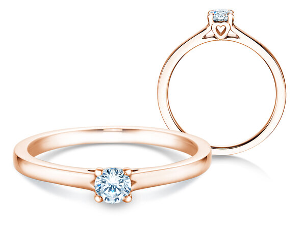Bague de fiançailles Romance en 9K or rose avec diamant 0,15ct G/SI