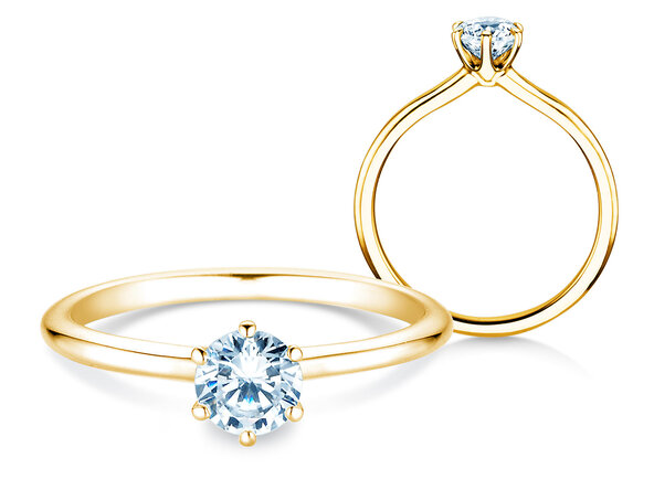 Bague de fiançailles Royal en 9K or jaune avec diamant 0,50ct G/SI