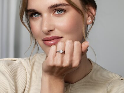 Bague de fiançailles Royal en 9K or blanc avec diamant 1,00ct H/SI