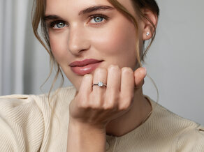 Bague de fiançailles Royal en 9K or blanc avec diamant 1,00ct H/SI