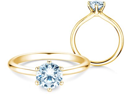 Bague de fiançailles Royal en 18K or jaune avec diamant de laboratoire 2,00ct D/IF