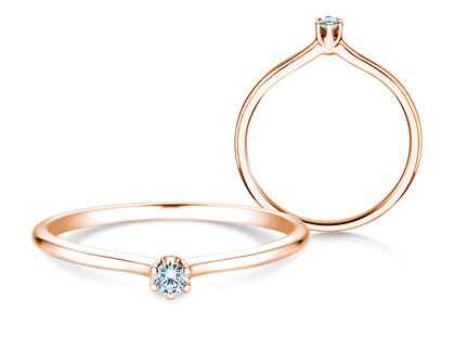 Bague de fiançailles Royal en 14K or rose avec diamant 0,05ct H/SI
