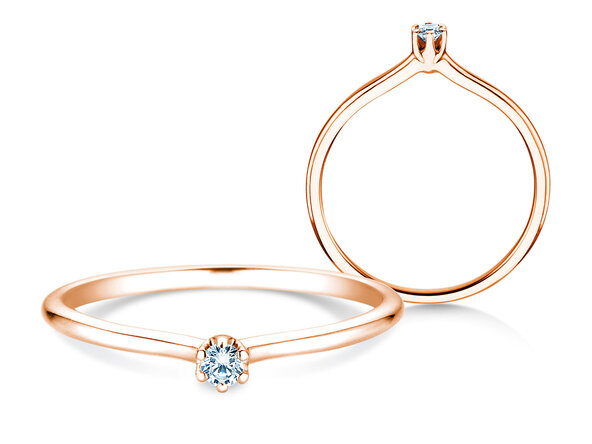 Bague de fiançailles Royal en 9K or rose avec diamant 0,05ct H/SI