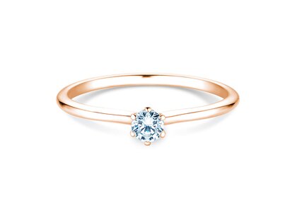 Bague de fiançailles Royal en 9K or rose avec diamant 0,15ct D/IF