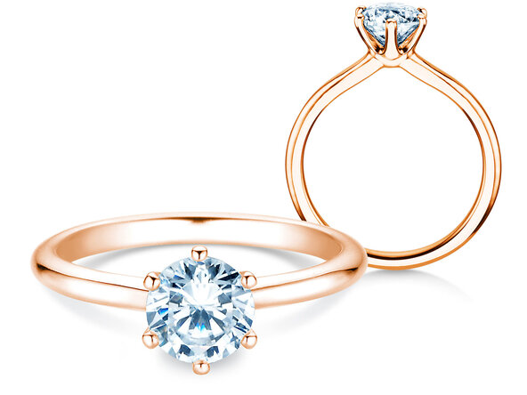 Bague de fiançailles Royal en 9K or rose avec diamant 1,00ct H/SI