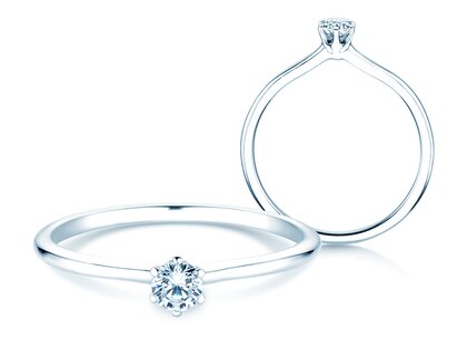 Bague de fiançailles Royal en 9K or blanc avec diamant 0,15ct H/SI