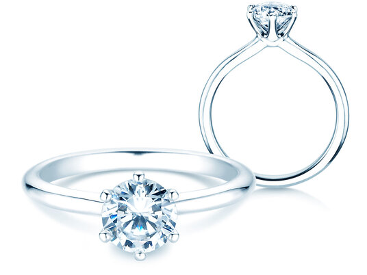 Bague de fiançailles Royal en 9K or blanc avec diamant 1,00ct H/SI