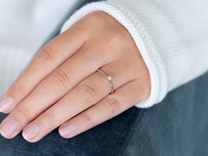 Bague de fiançailles Royal en Argent 925/- avec diamant 0,10ct G/SI