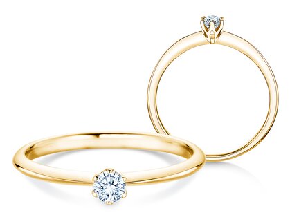 Bague de fiançailles The One en 14K or jaune avec diamant 0,15ct H/SI