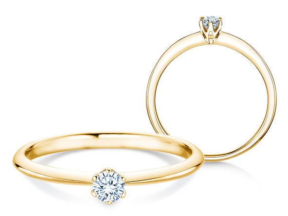 Bague de fiançailles The One en 14K or jaune avec diamant 0,15ct H/SI