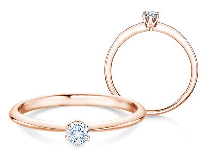 Bague de fiançailles The One en 14K or rose avec diamant 0,15ct H/SI