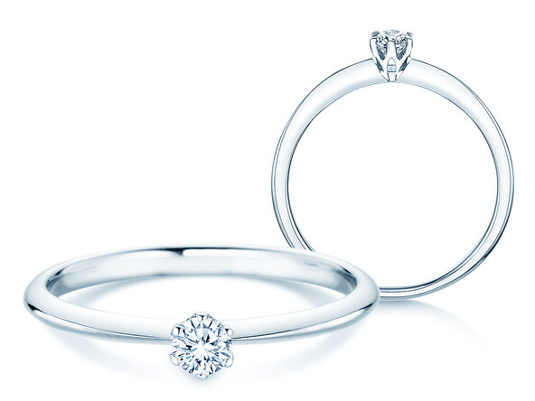 Bague de fiançailles The One en Argent 925/- avec diamant 0,15ct G/IF