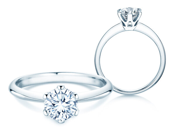 Bague de fiançailles The One en 9K or blanc avec diamant 1,00ct H/SI