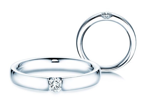 Bague de fiançailles Destiny dans 14K or blanc avec diamant 0,15ct H/SI