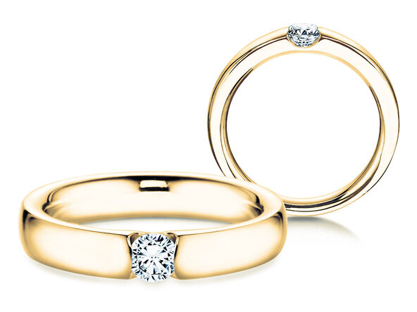 Bague de fiançailles Destiny dans 18K or jaune avec diamant 0,10ct G/SI
