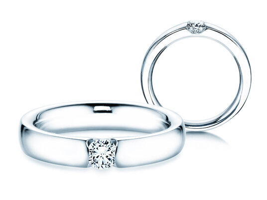 Bague de fiançailles Destiny en 9K or blanc avec diamant 0,25ct H/SI