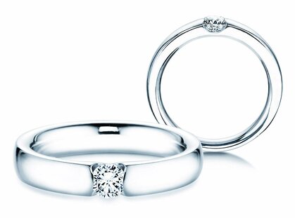 Bague de fiançailles Destiny dans 18K or blanc avec diamant 0,10ct G/SI