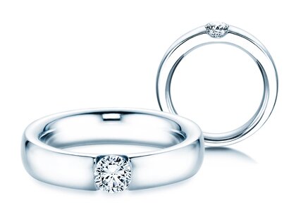 Bague de fiançailles Destiny dans 18K or blanc avec diamant 0,40ct H/SI
