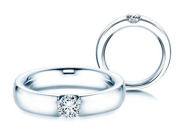 Bague de fiançailles Destiny dans 18K or blanc avec diamant 0,40ct H/SI