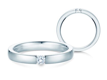 Bague de fiançailles Infinity dans platine 950/- avec diamant 0,15ct D/IF