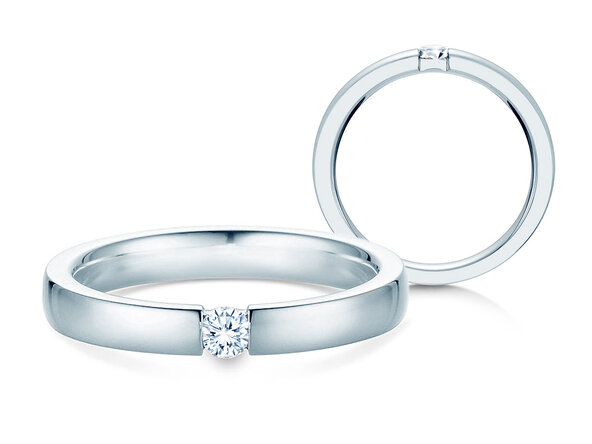 Bague de fiançailles Infinity dans platine 950/- avec diamant 0,15ct D/IF