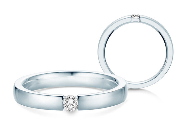 Bague de fiançailles Infinity dans Argent 925/- avec diamant 0,10ct G/SI