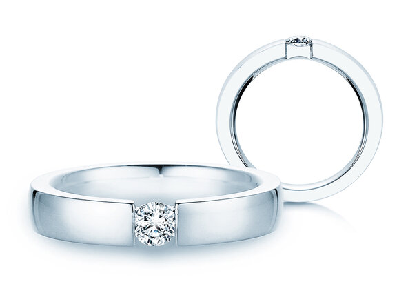 Bague de fiançailles Infinity en 9K or blanc avec diamant 0,30ct H/SI