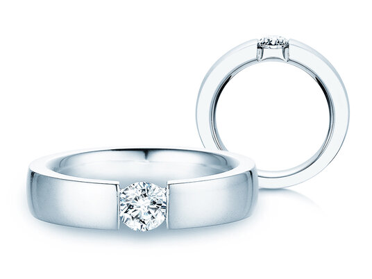 Bague de fiançailles Infinity en 9K or blanc avec diamant 0,50ct H/SI