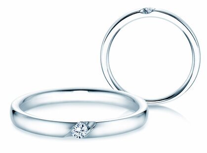 Bague de fiançailles Italic dans 14K or blanc avec diamant 0,05ct G/SI