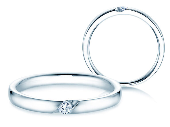 Bague de fiançailles Italic dans 14K or blanc avec diamant 0,05ct H/SI