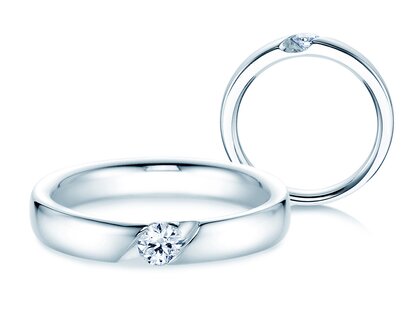 Bague de fiançailles Italic dans 18K or blanc avec diamant 0,15ct G/SI