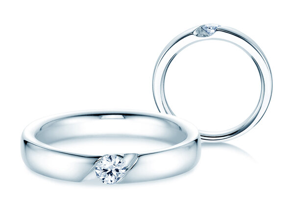 Bague de fiançailles Italic dans 14K or blanc avec diamant 0,15ct G/SI