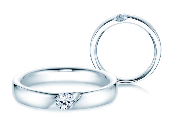 Bague de fiançailles Italic dans platine 950/- avec diamant 0,20ct G/SI
