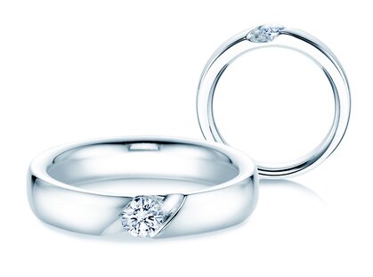 Bague de fiançailles Italic dans 14K or blanc avec diamant 0,25ct H/SI