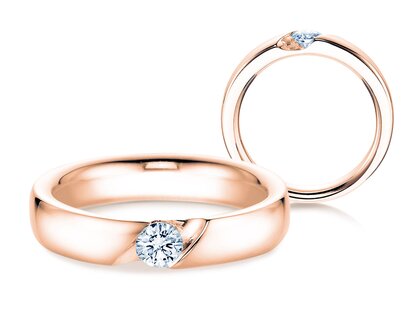 Bague de fiançailles Italic dans 14K or rose avec diamant 0,25ct H/SI
