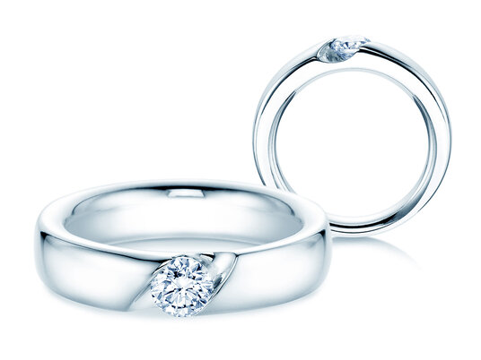 Bague de fiançailles Italic en 9K or blanc avec diamant 0,50ct H/SI