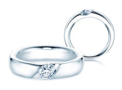Bague de fiançailles Italic dans platine 950/- avec diamant 0,50ct H/SI