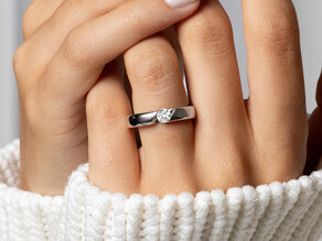 Bague de fiançailles Italic en 9K or blanc avec diamant 0,30ct H/SI