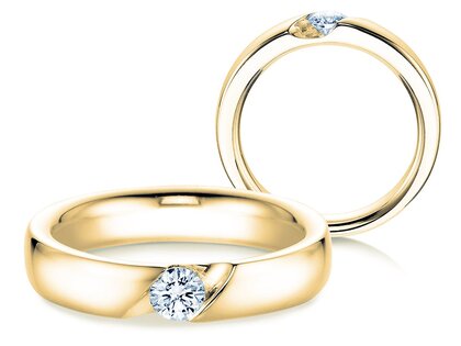 Bague de fiançailles Italic en 9K or jaune avec diamant 0,30ct H/SI