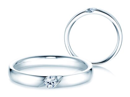 Bague de fiançailles Italic dans 14K or blanc avec diamant 0,10ct H/SI
