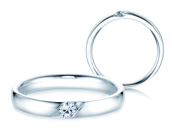 Bague de fiançailles Italic dans 14K or blanc avec diamant 0,10ct H/SI