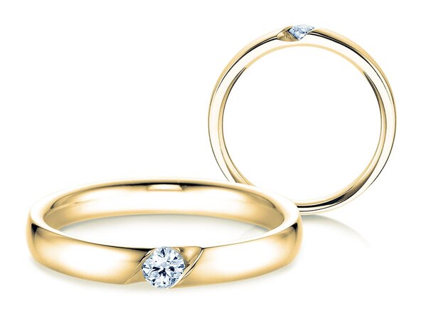 Bague de fiançailles Italic en 9K or jaune avec diamant 0,10ct