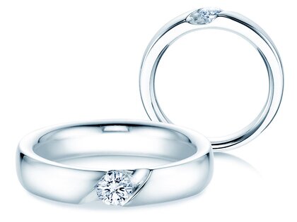 Bague de fiançailles Italic en 9K or blanc avec diamant 0,30ct H/SI