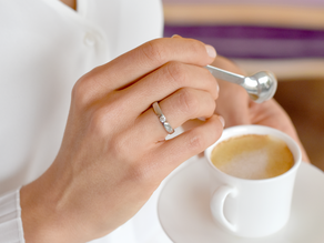 Bague de fiançailles Italic en 14K or blanc avec diamant de laboratoire 0,15ct E/VS