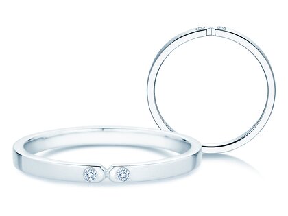 Bague de fiançailles Serenity Diamond en 9K or blanc avec diamants 0,02ct G/SI