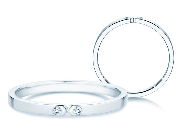 Bague de fiançailles Serenity Diamond en 9K or blanc avec diamants 0,02ct G/SI