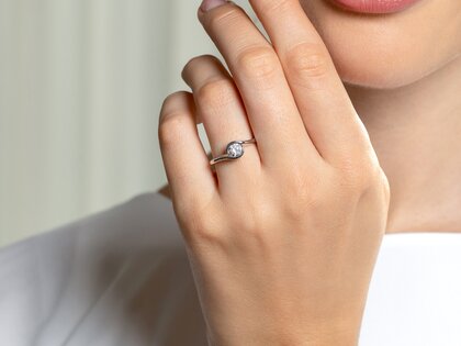 Bague de fiançailles Touch en 14K or jaune avec diamant 0,50ct G/SI