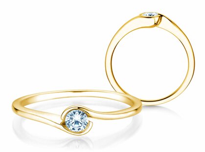 Bague de fiançailles Touch en 9K or jaune avec diamant 0,13ct G/SI