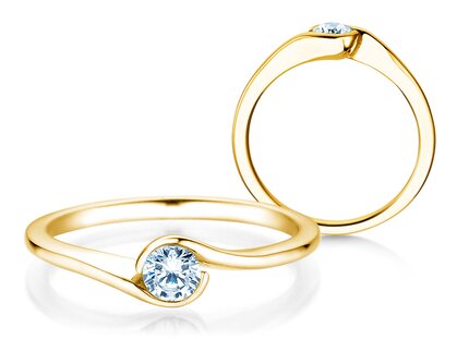 Bague de fiançailles Touch en 9K or jaune avec diamant 0,30ct H/SI