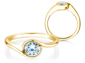 Bague de fiançailles Touch en 9K or jaune avec diamant 0,75ct G/SI
